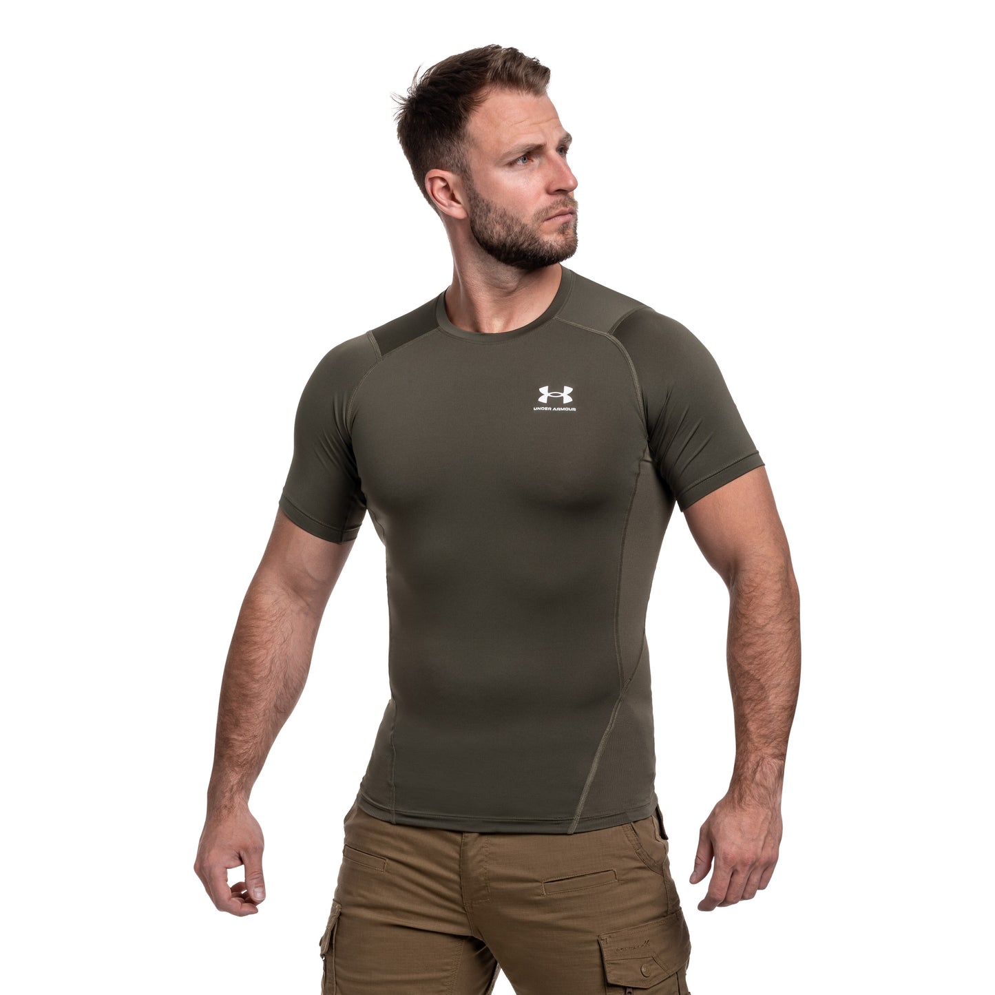 Koszulka Termoaktywna Under Armour Compressed HeatGear - Marine OD Green/White