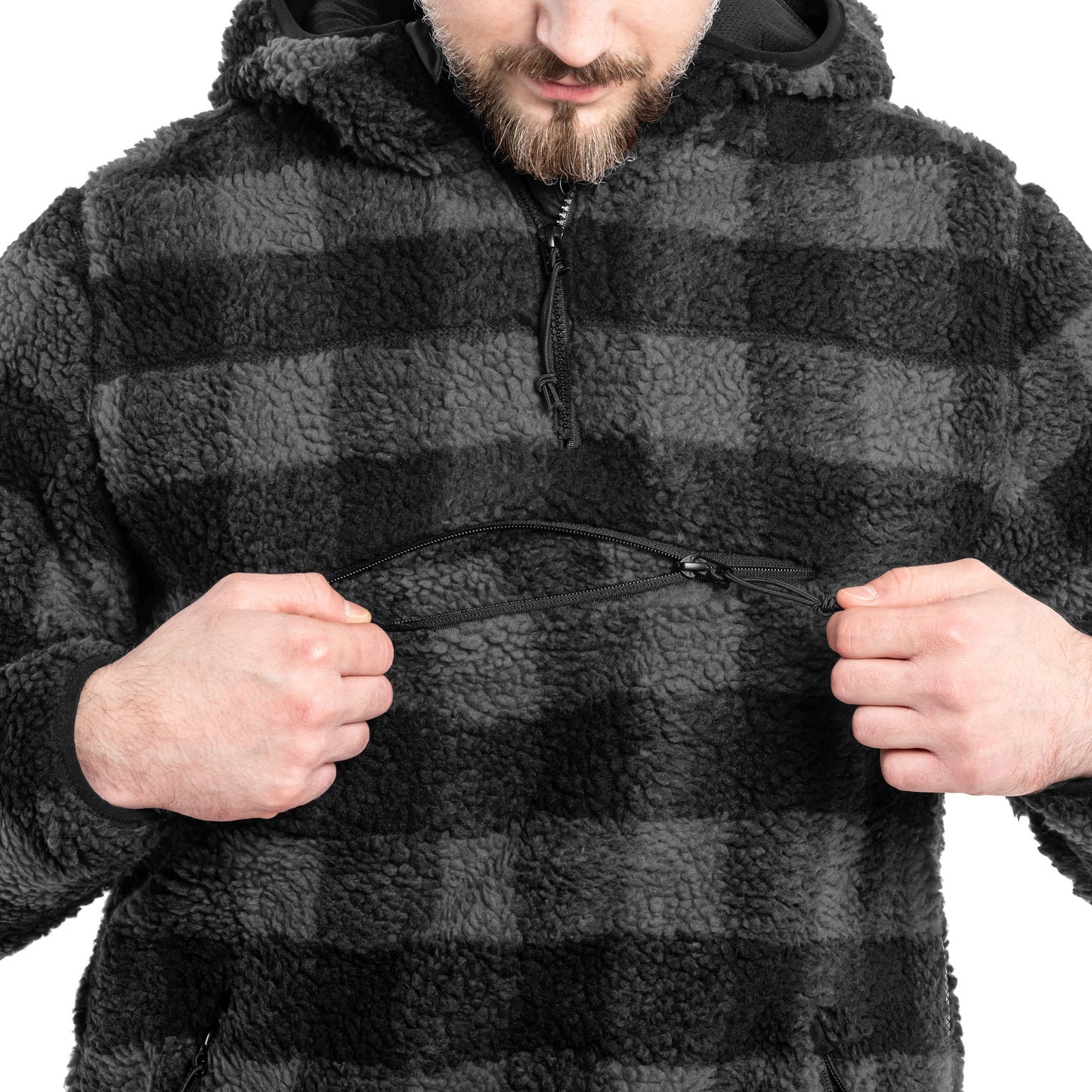 Polar Brandit Teddyfleece Worker Pullover - Black/Grey