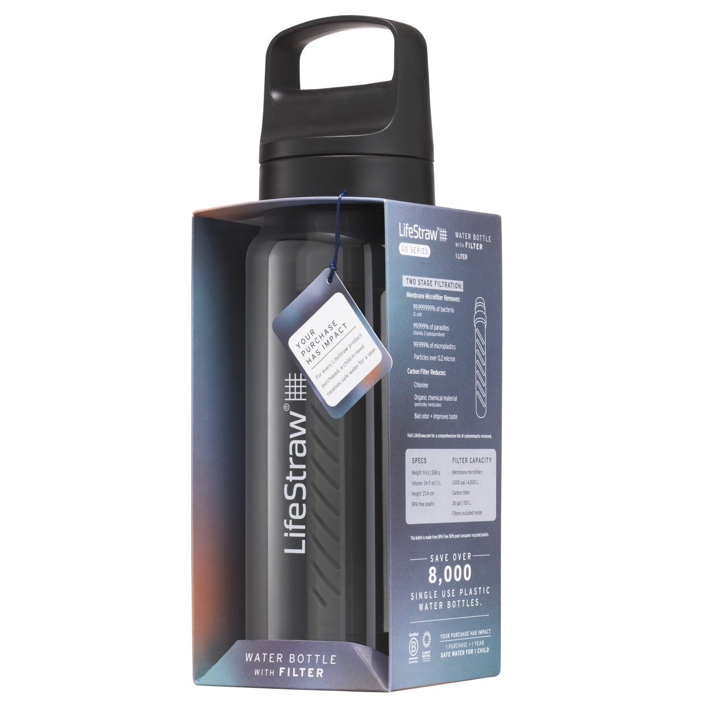 Butelka z filtrem LifeStraw Go 2.0 Tritan 1 l - Nordic Noir