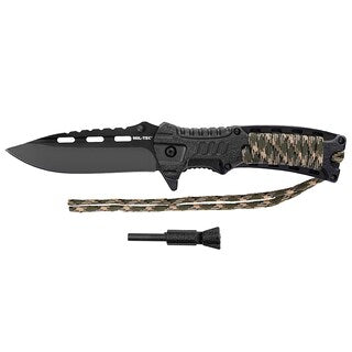 Nóż składany Mil-Tec Paracord z krzesiwem - Camo