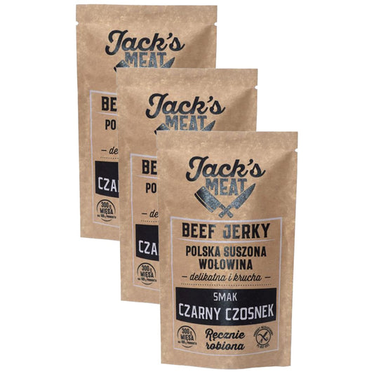 Suszona wołowina Jack's Meat Beef Jerky o smaku czarnego czosnku 30 g - 3 szt.