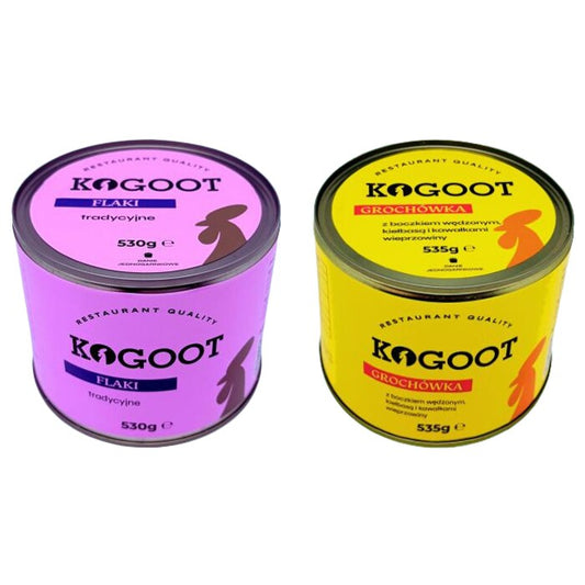 Żywność konserwowana Kogoot - Flaki tradycyjne 530 g, Grochówka 535 g