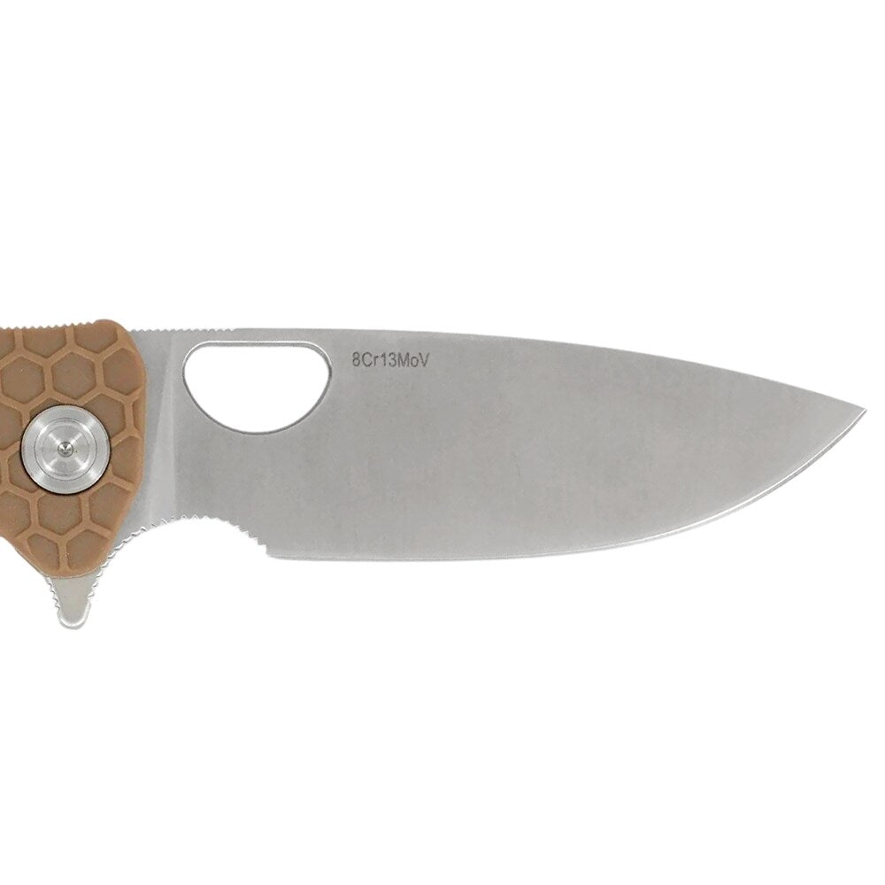Nóż składany Honey Badger Drop-Point Flipper Medium 8Cr13MoV - Tan