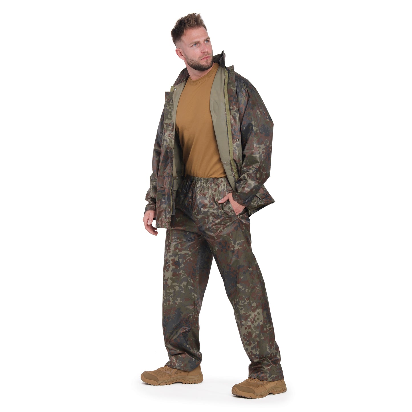 Komplet przeciwdeszczowy Mil-Tec kurtka + spodnie - Flecktarn
