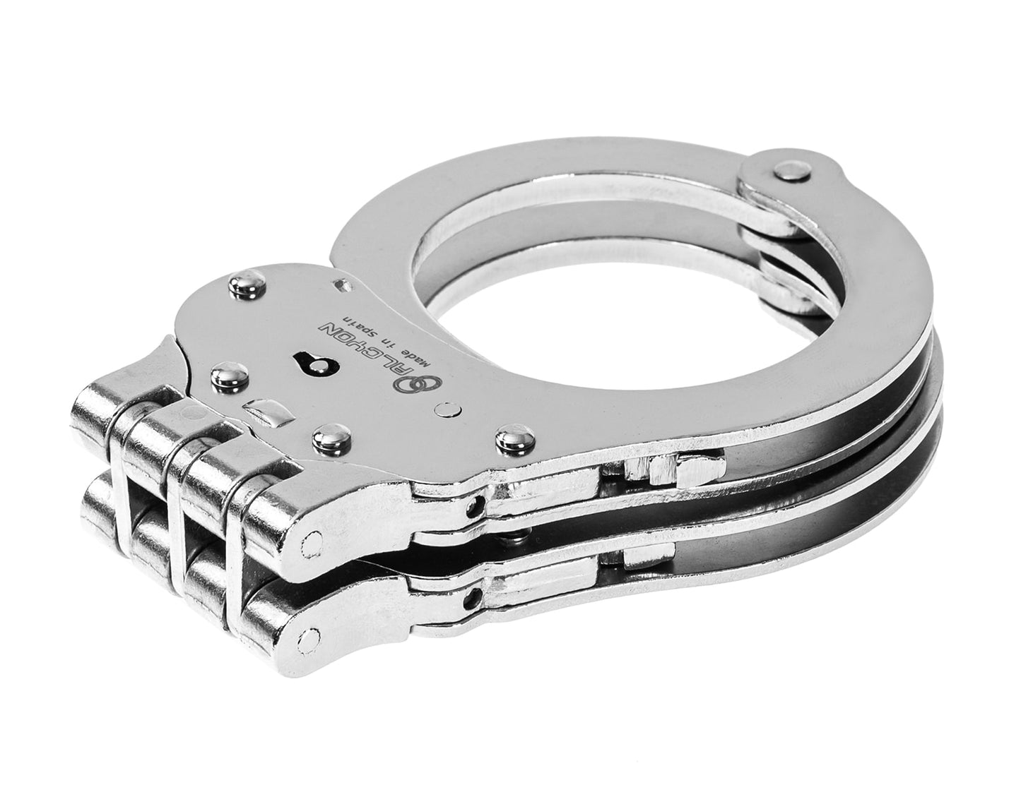 Kajdanki zawiasowe Alcyon Hinge steel Double lock srebrne