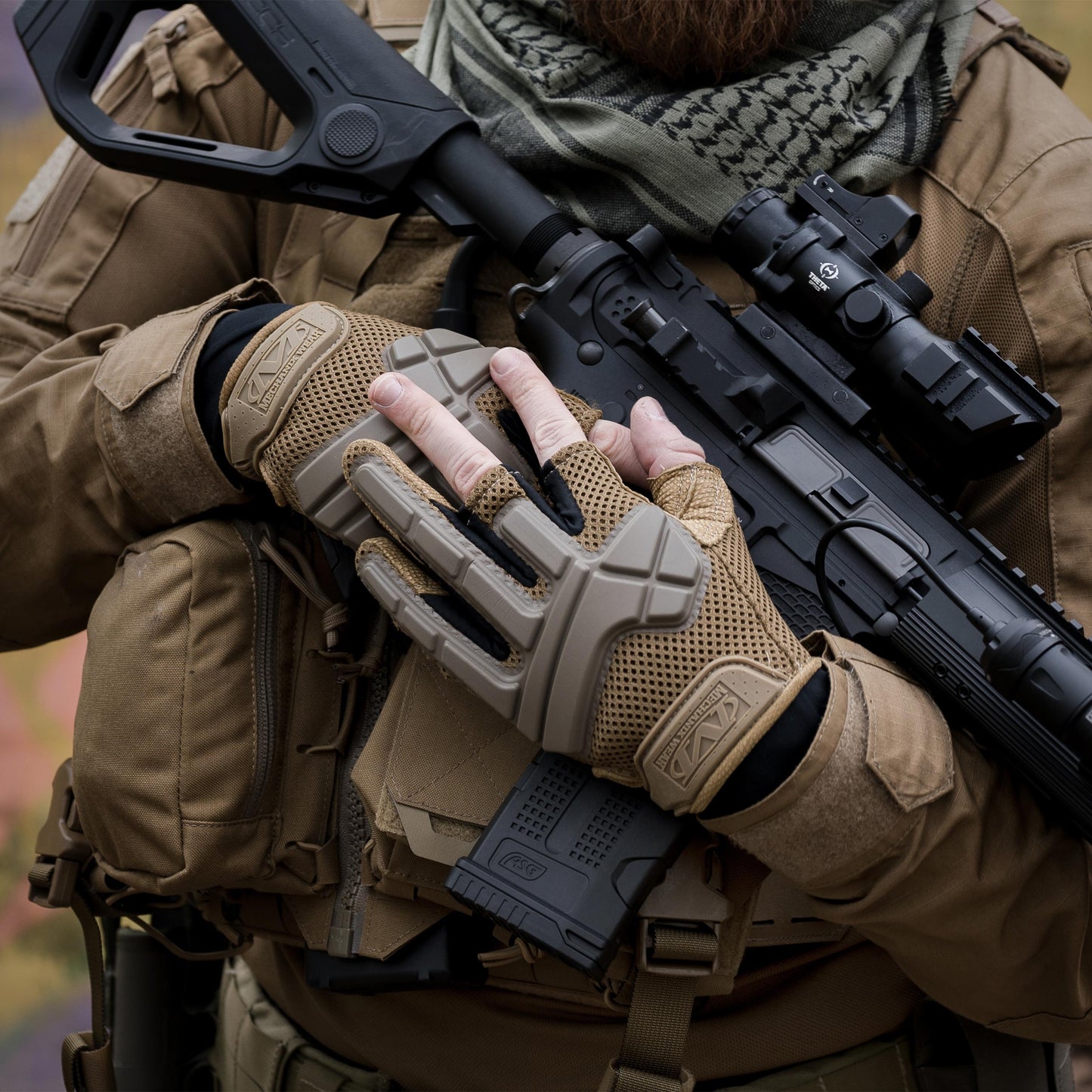 Rękawice taktyczne Mechanix Wear M-Pact Partial Finger Coyote
