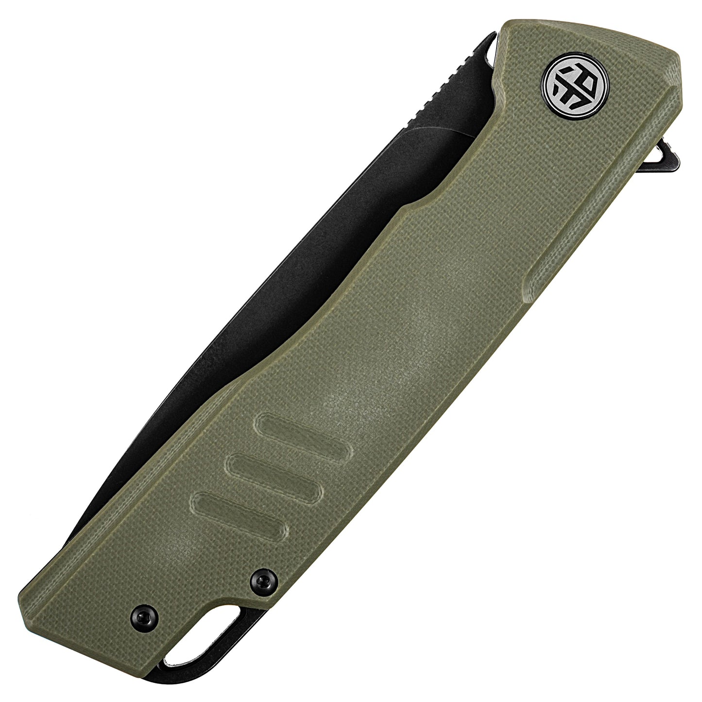 Nóż składany Petrified Fish Loco PF-B02 - Black Stonewash/Green