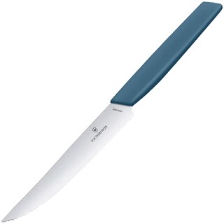 Nóż kuchenny Victorinox Swiss Modern Cornflower Blue 12 cm - ząbkowany z ostrym czubkiem