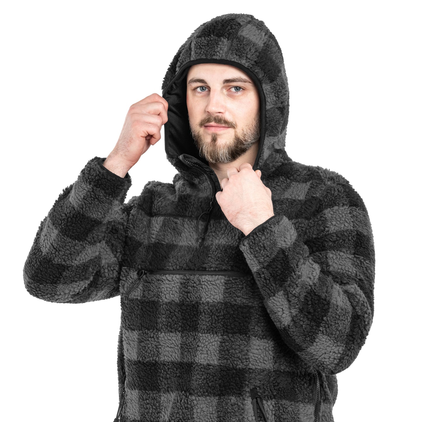 Polar Brandit Teddyfleece Worker Pullover - Black/Grey
