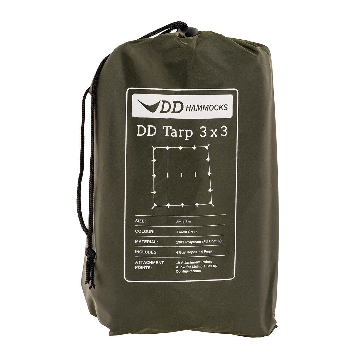 Płachta biwakowa DD Hammocks Tarp 3x3 Limited Edition - forest green