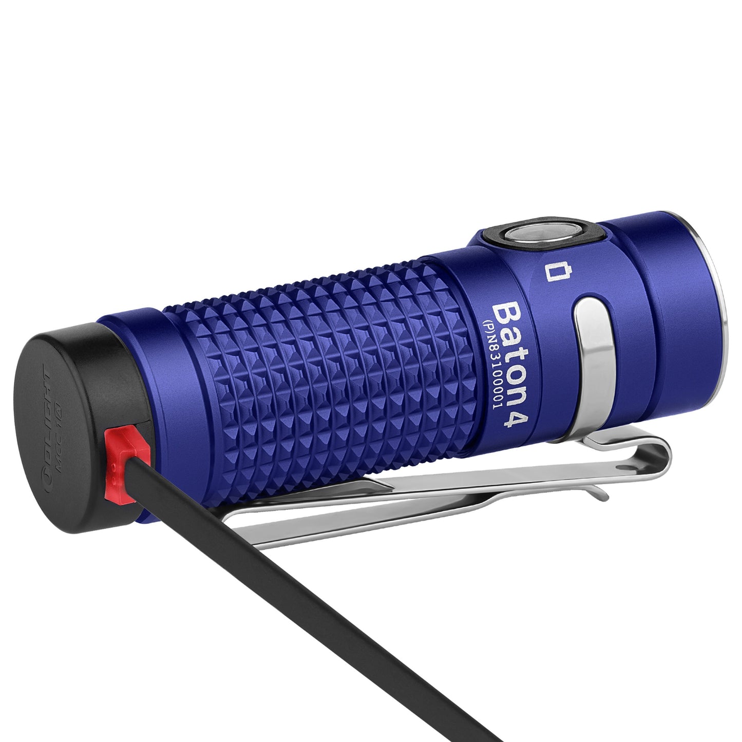 Latarka Olight Baton 4 Premium Edition Regal Blue z bezprzewodowym etui ładującym - 1300 lumenów
