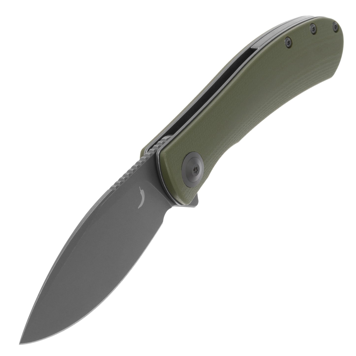 Nóż składany Trollsky Knives Mandu EVO Grey Stonewashed 14C28N/OD Green G10