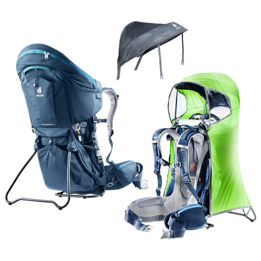 Nosidło Deuter Kid Comfort Pro + pokrowiec przeciwdeszczowy + daszek - zestaw