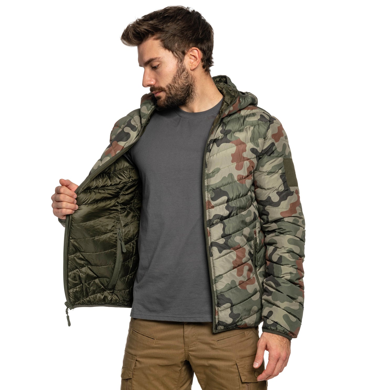 Kurtka puchowa dwustronna Texar Reverse - Olive/wz.93 Pantera PL Woodland