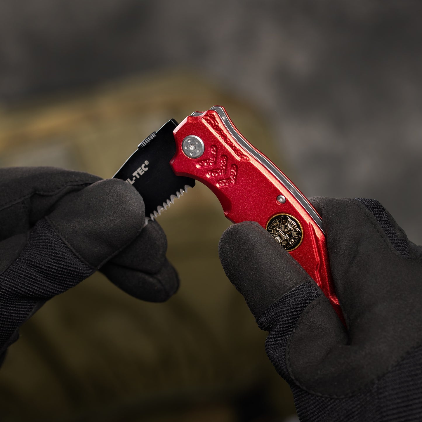 Nóż składany ratowniczy Mil-Tec Fire Brigade Red
