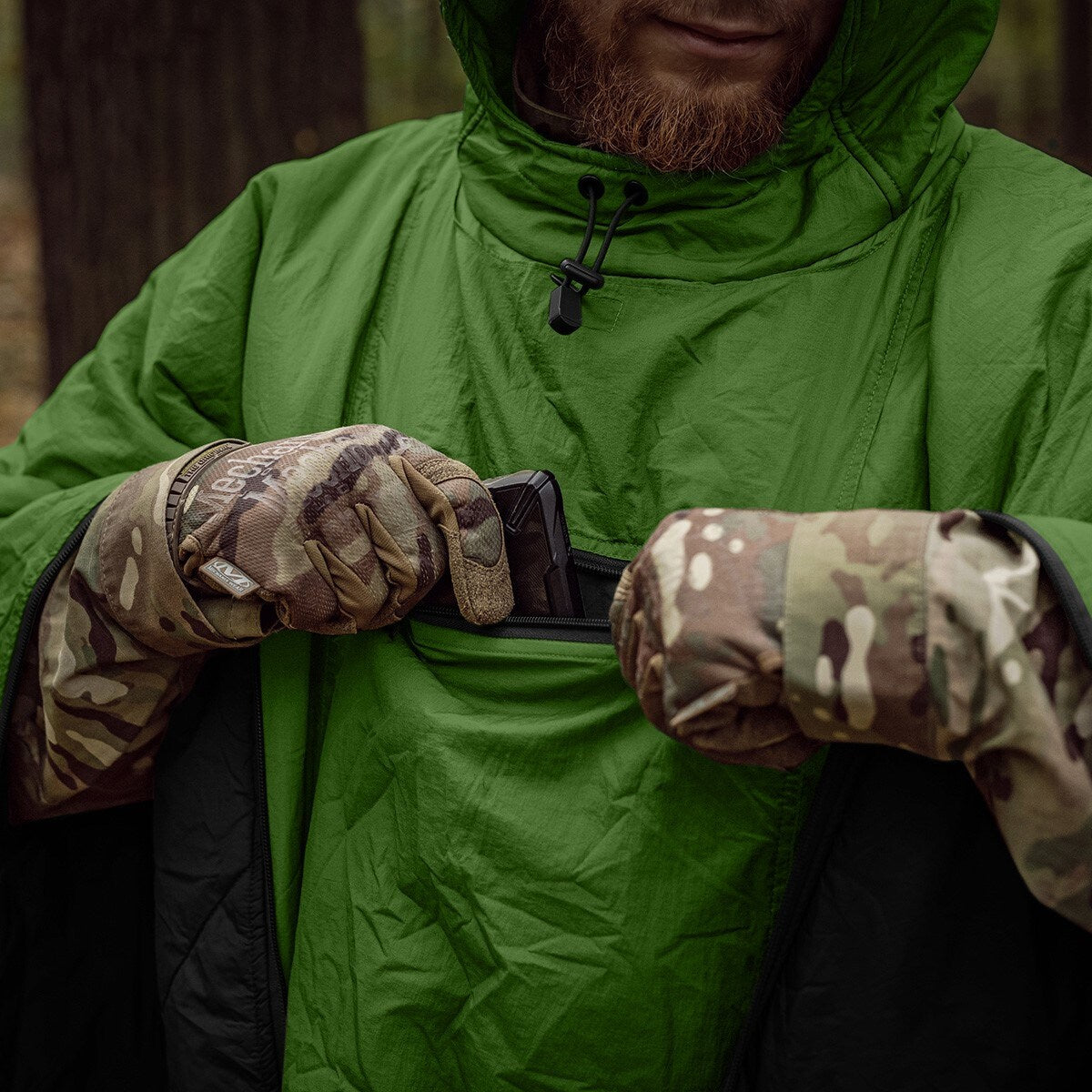Ponczo Helikon Swagman Roll Climashield Apex z funkcją śpiwora - Grass Green