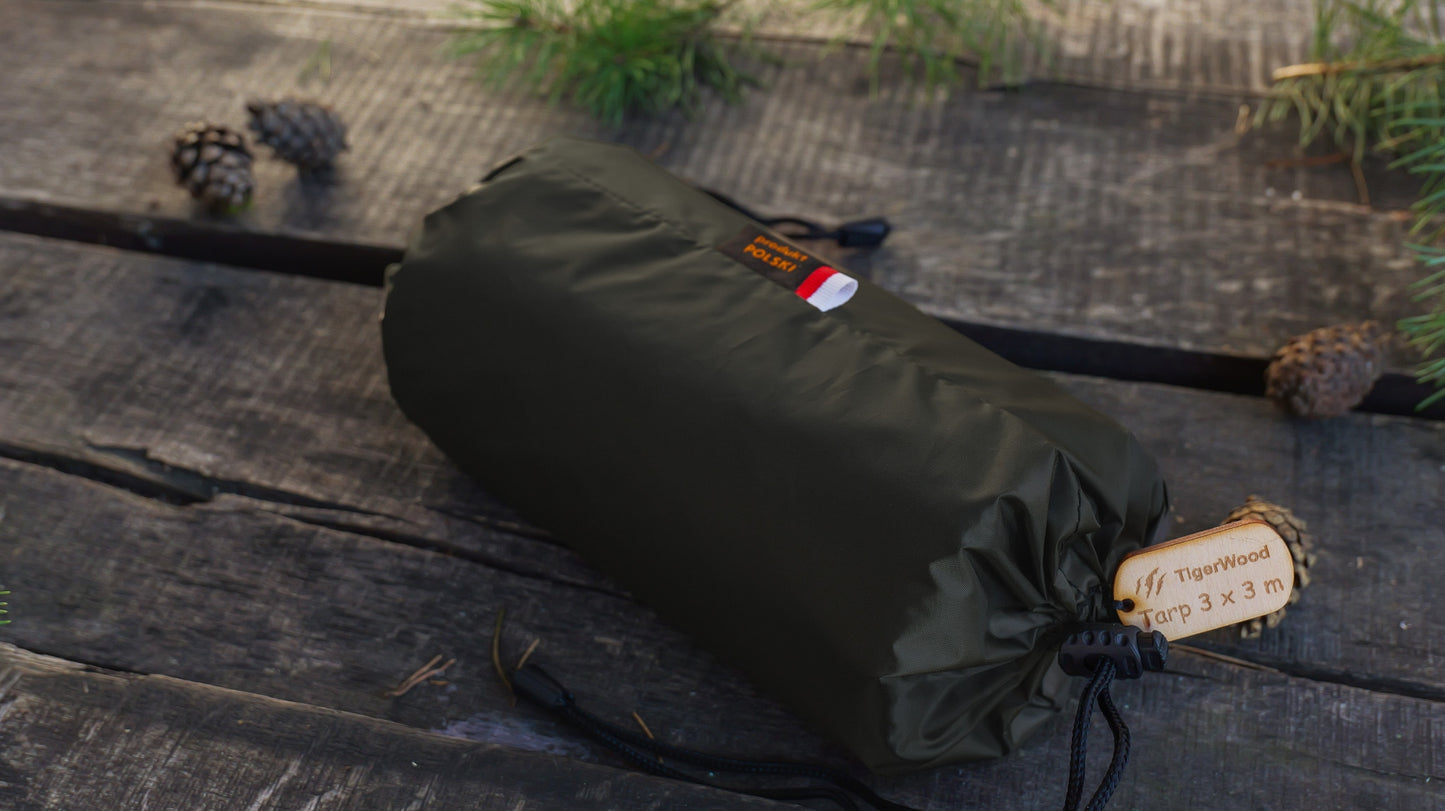 Płachta biwakowa TigerWood Tarp T2 3 x 3 m - Dark Khaki