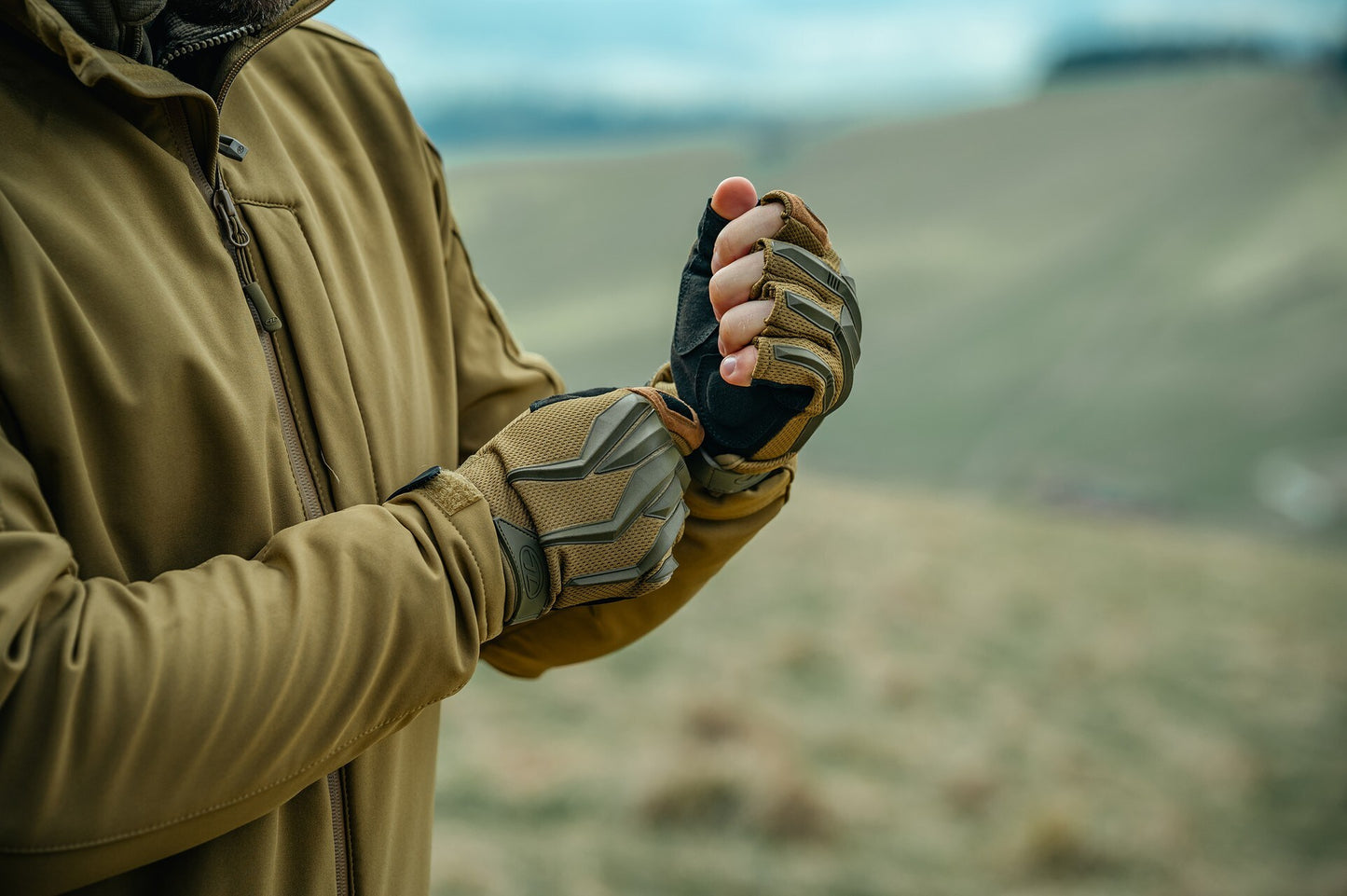 Rękawice taktyczne Highlander Forces Raptor Gloves Half Finger - Coyote