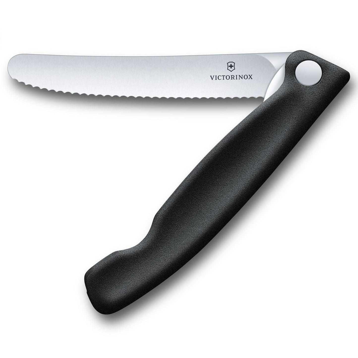 Nóż składany kuchenny Victorinox Black - ząbkowany z zaokrąglonym czubkiem