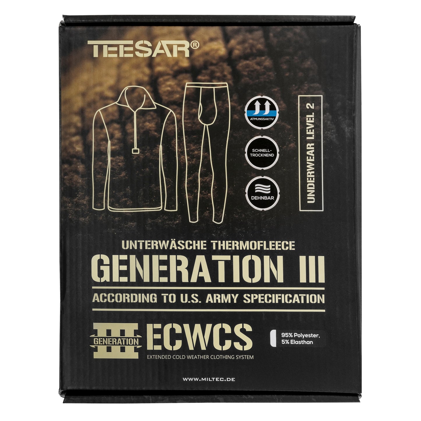 Bielizna polarowa Mil-Tec Teesar Gen. III z zamkiem Black - komplet