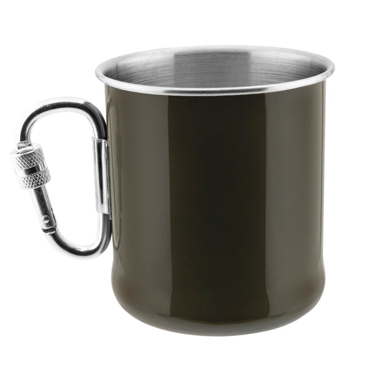 Kubek stalowy Mil-Tec z karabinkiem 250 ml - Olive