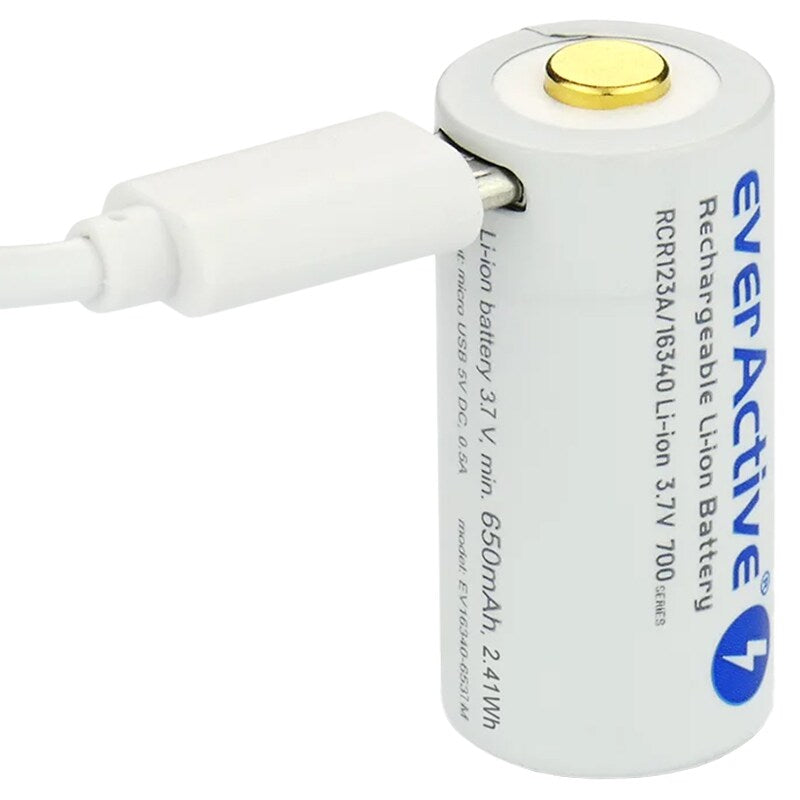 Akumulator 3,7 V everActive 16340 z zabezpieczeniem - 700 mAh