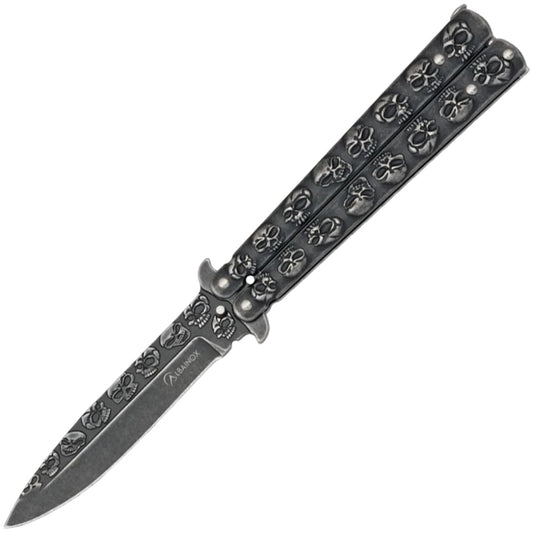 Nóż składany motylek Martinez Albainox Skull 02184 - Black