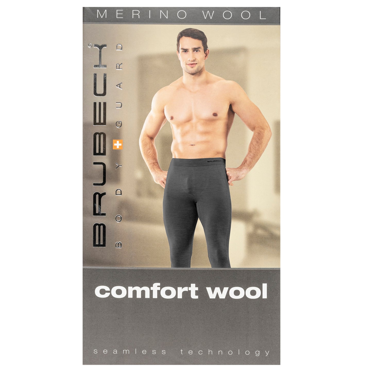 Legginsy termoaktywne męskie Brubeck Comfort Wool - Czarne