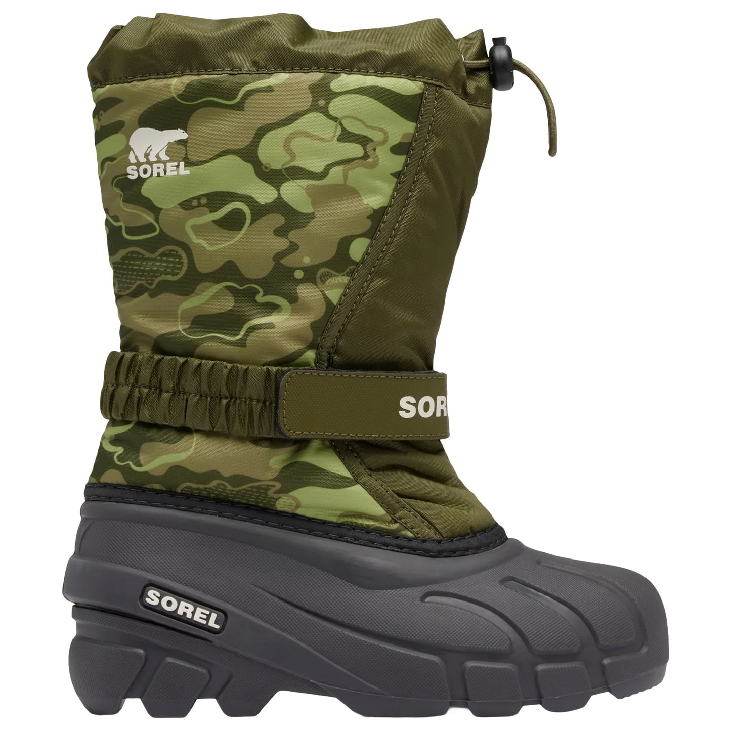 Buty śniegowce dziecięce Sorel Flurry Print Youth Boot - Utility Green/Savory