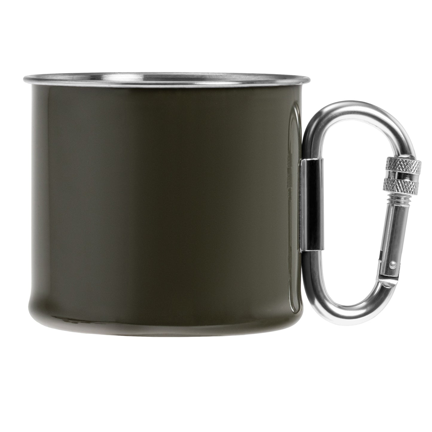 Kubek stalowy Mil-Tec z karabinkiem 500 ml - Olive