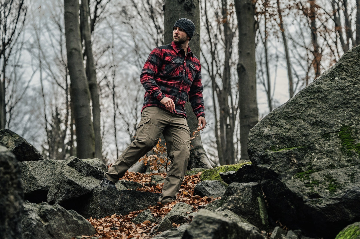 Koszula Helikon Winter Warden Long Sleeve - Slate Crimson Plaid