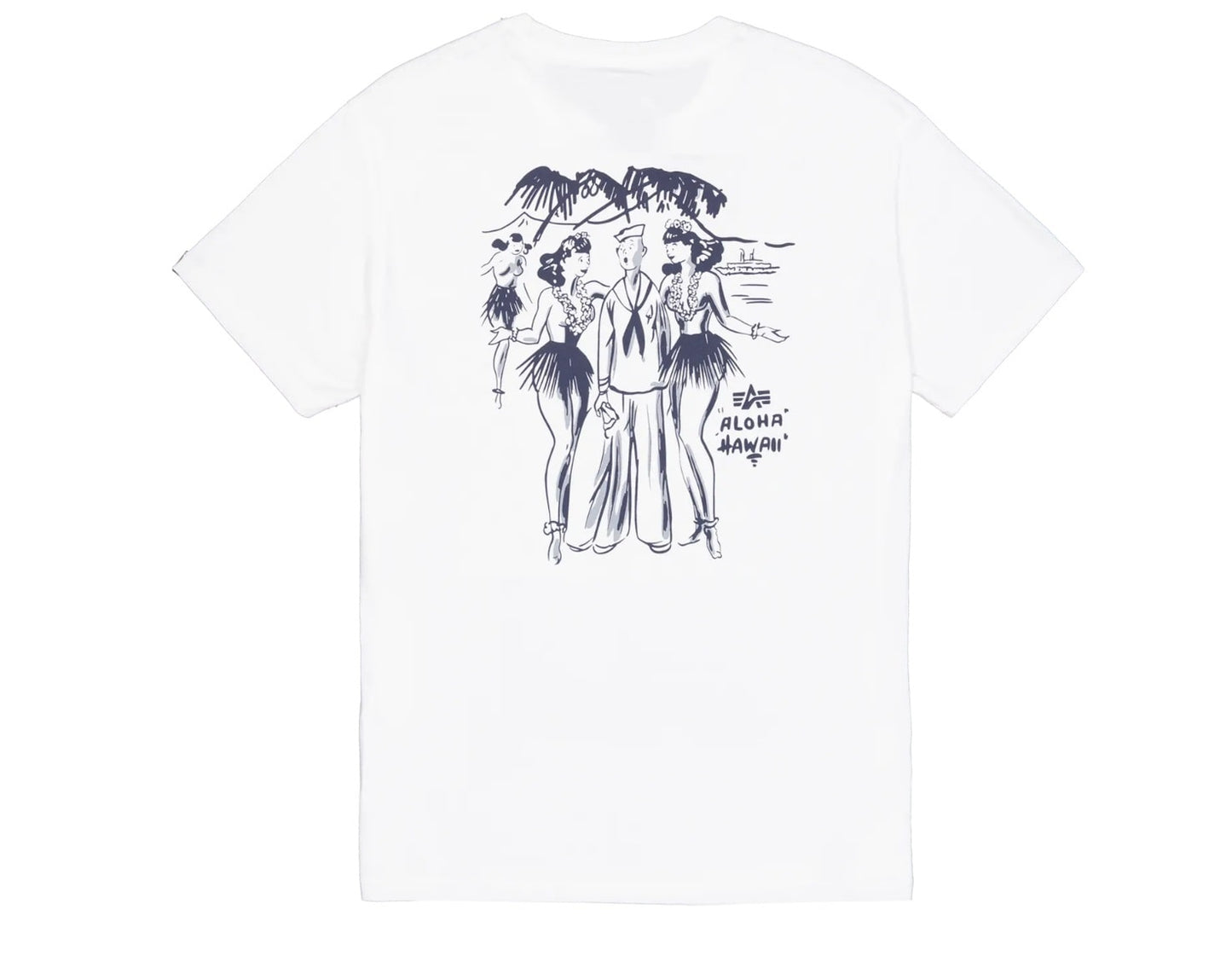 Koszulka T-shirt Alpha Industries Aloha Back Print - White