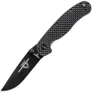 Nóż składany Ontario Rat-2 Folder D2 - Black Plain/Carbon Fiber