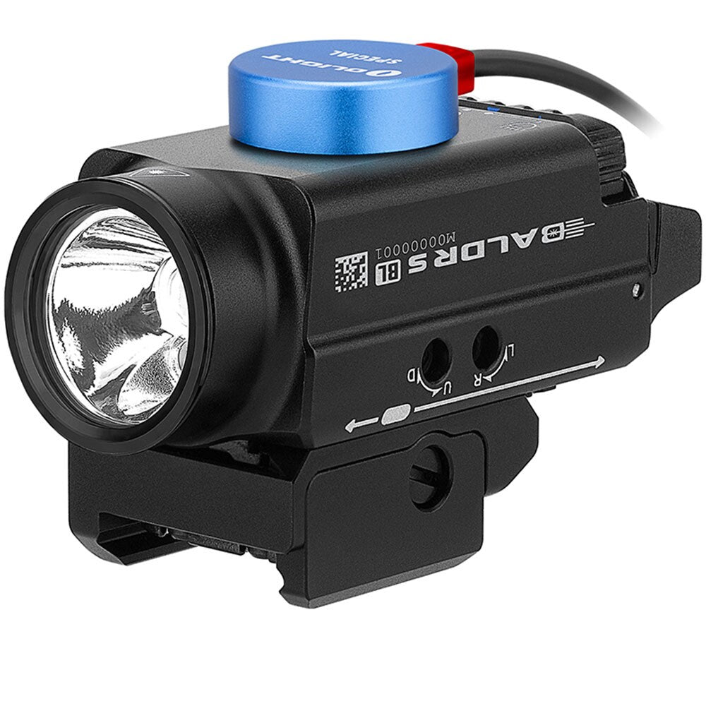 Latarka na broń z celownikiem laserowym Olight BALDR S Cool White - 800 lumenów, Blue Laser