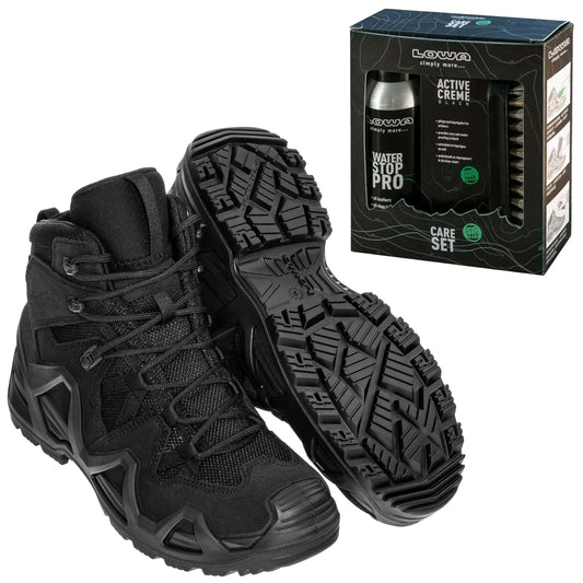 Buty Zephyr GTX MID MK2 - Black + Care Set Lowa do czyszczenia obuwia - zestaw