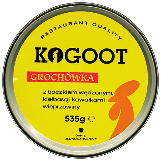 Żywność konserwowana Kogoot - Grochówka z boczkiem wędzonym, kiełbasą i kawałkami wieprzowiny 535 g