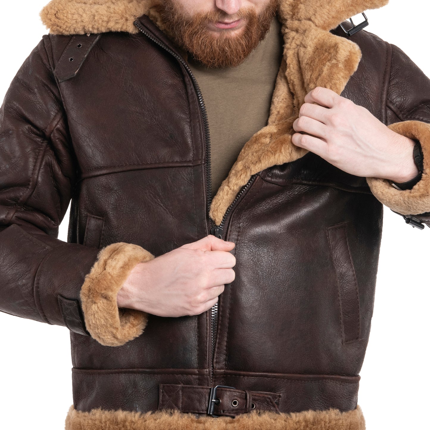 Kurtka skórzana Mil-Tec US B46 Sheepskin - Brown