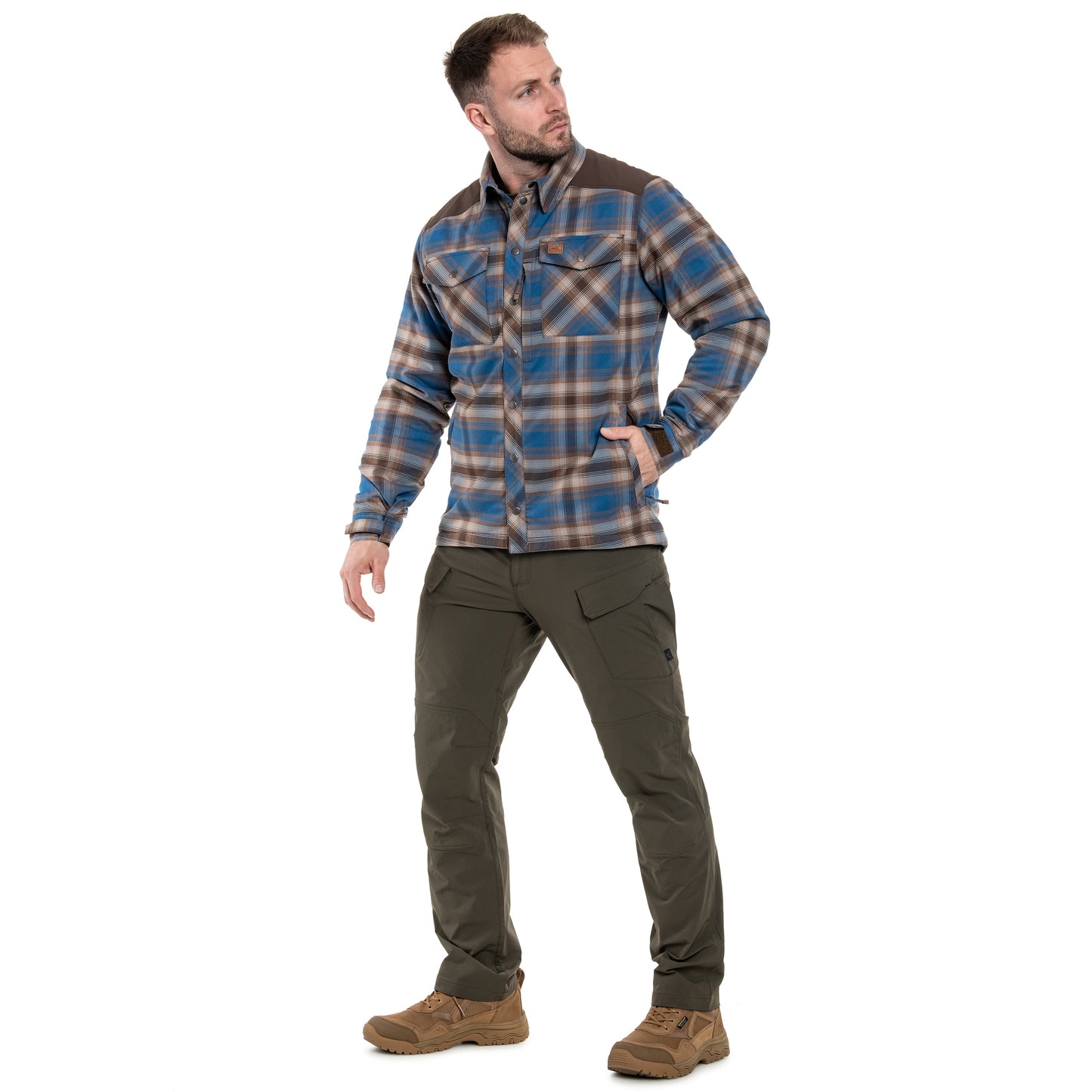 Koszula Helikon Winter Warden Long Sleeve - Forest Blue Plaid