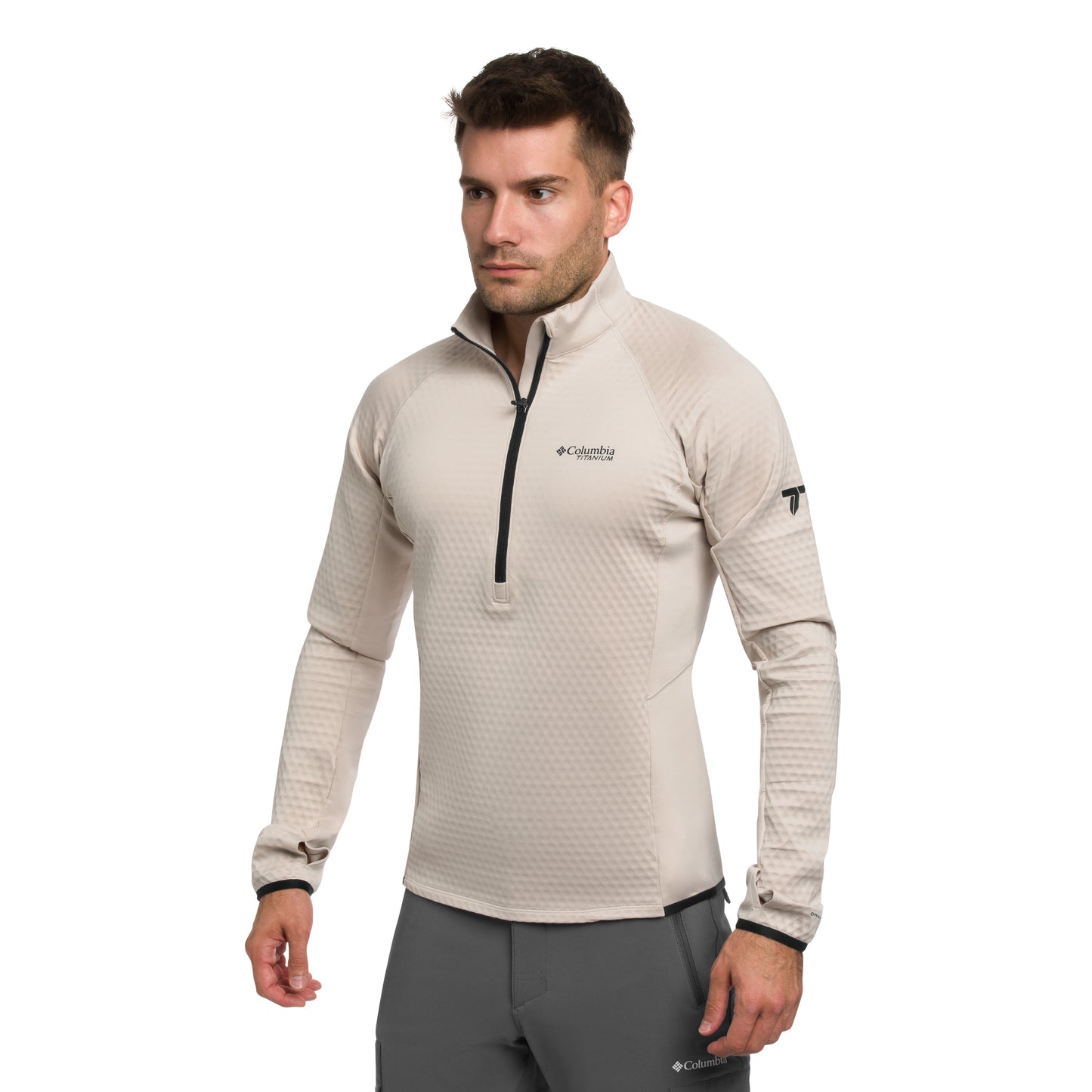 Polar Columbia Crystal Leaf Omni-Heat Helix Technical Half Zip Fleece - Dark Stone/Black