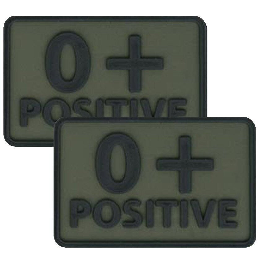 Emblemat PVC Helikon grupa krwi 0/Rh+ Olive Green - 2 szt.