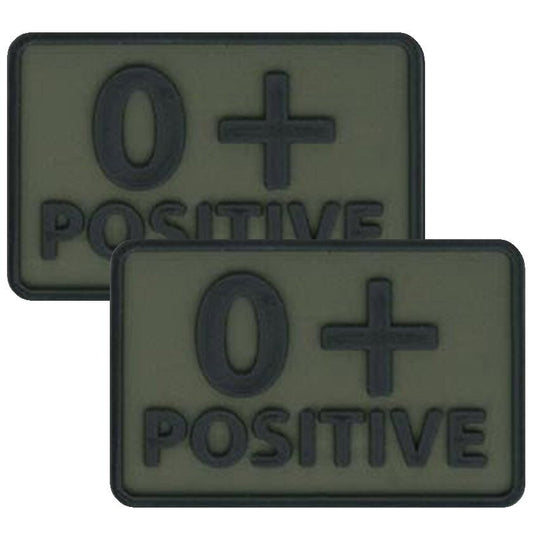 Emblemat PVC Helikon grupa krwi 0/Rh+ Olive Green - 2 szt.