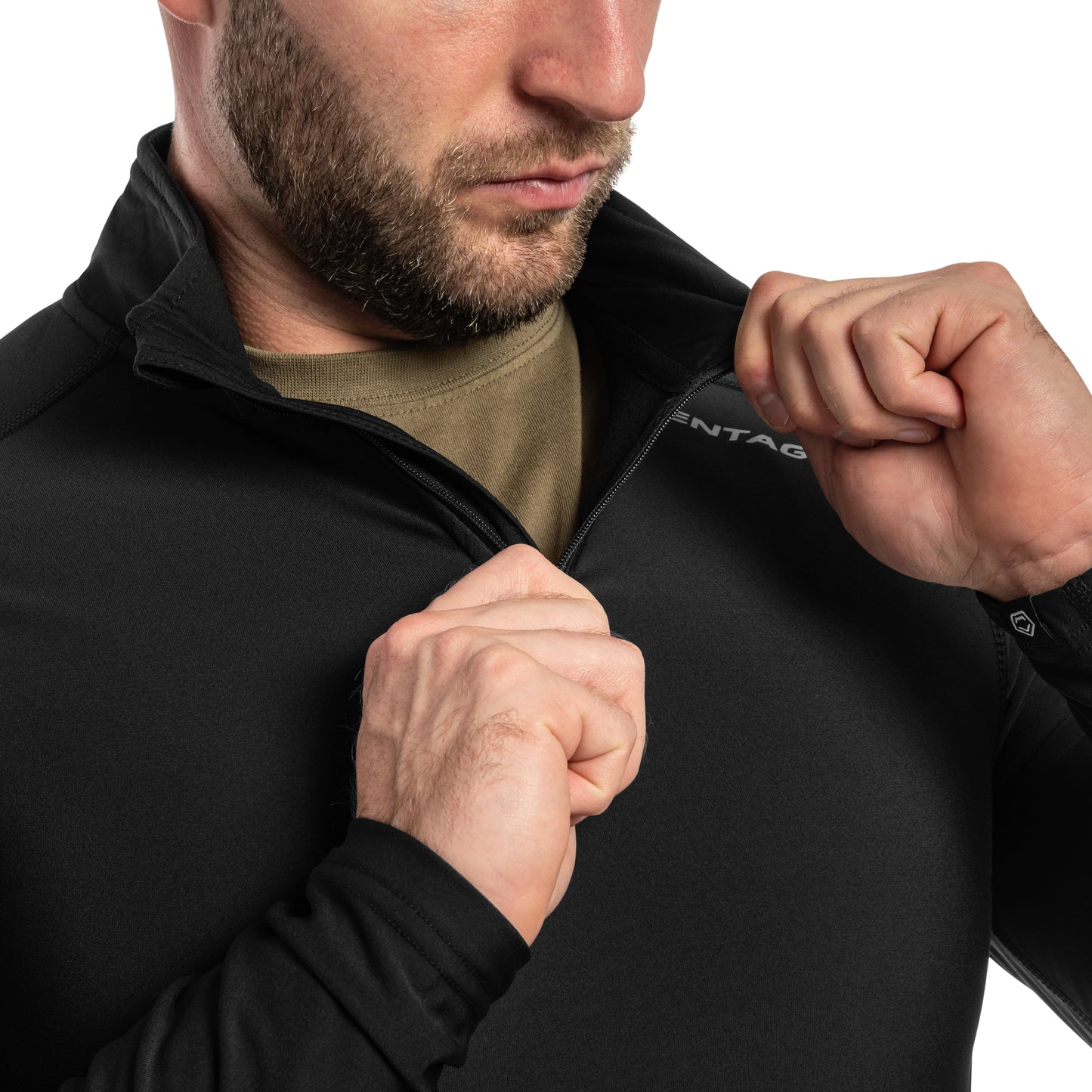 Koszulka termoaktywna Pentagon Pindos 1/2 ZIP - Black