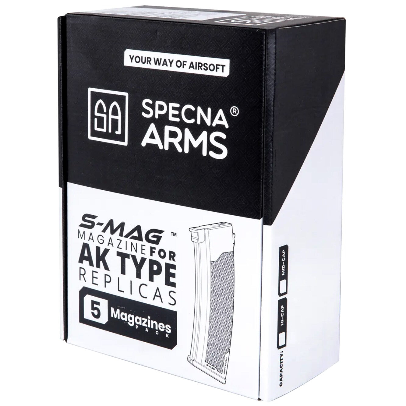 Zestaw 5 magazynków ASG Specna Arms Mid-cap S-Mag do serii J - Tan