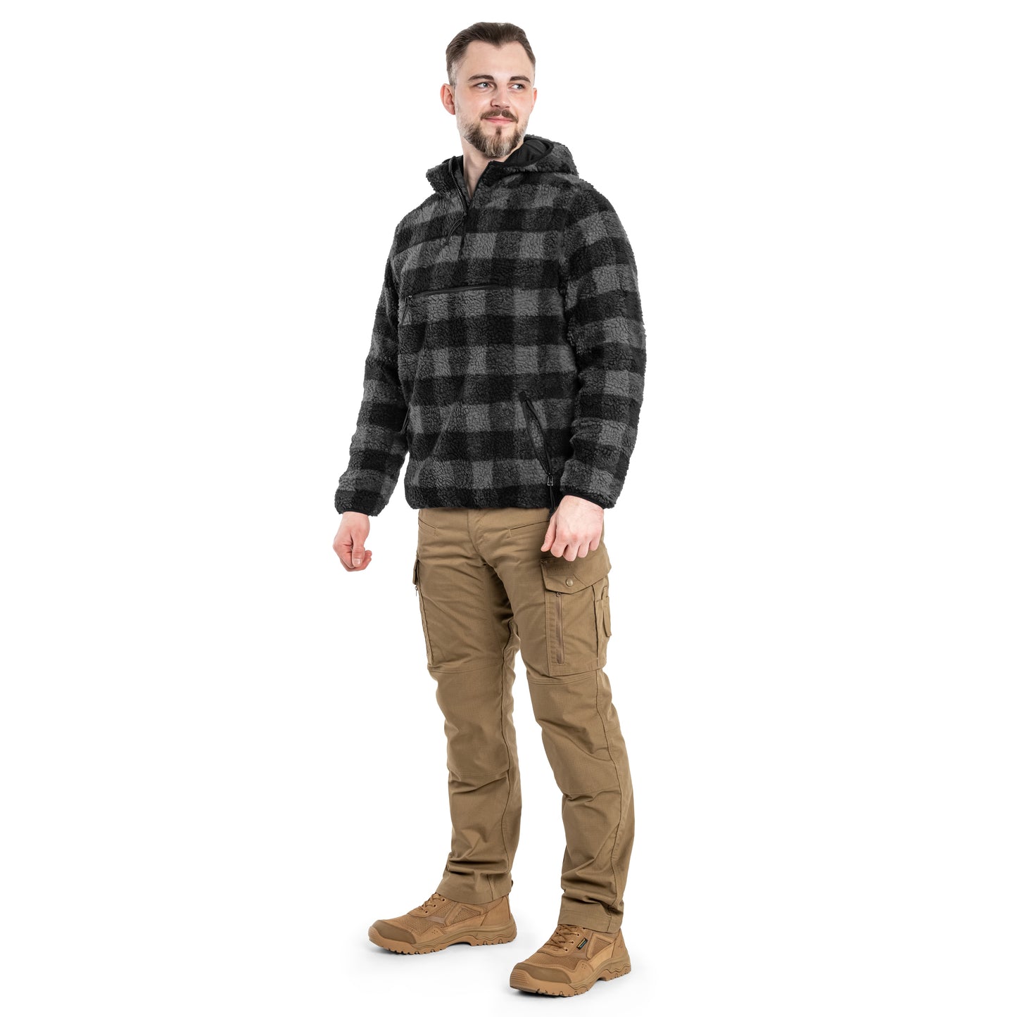 Polar Brandit Teddyfleece Worker Pullover - Black/Grey