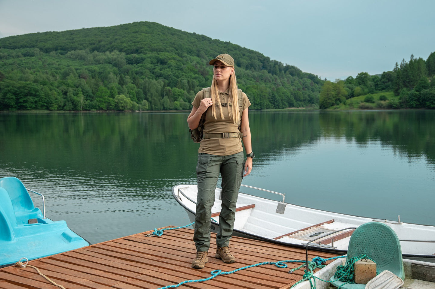 Koszulka termoaktywna Polo Helikon Women's UTL TopCool Lite - Khaki