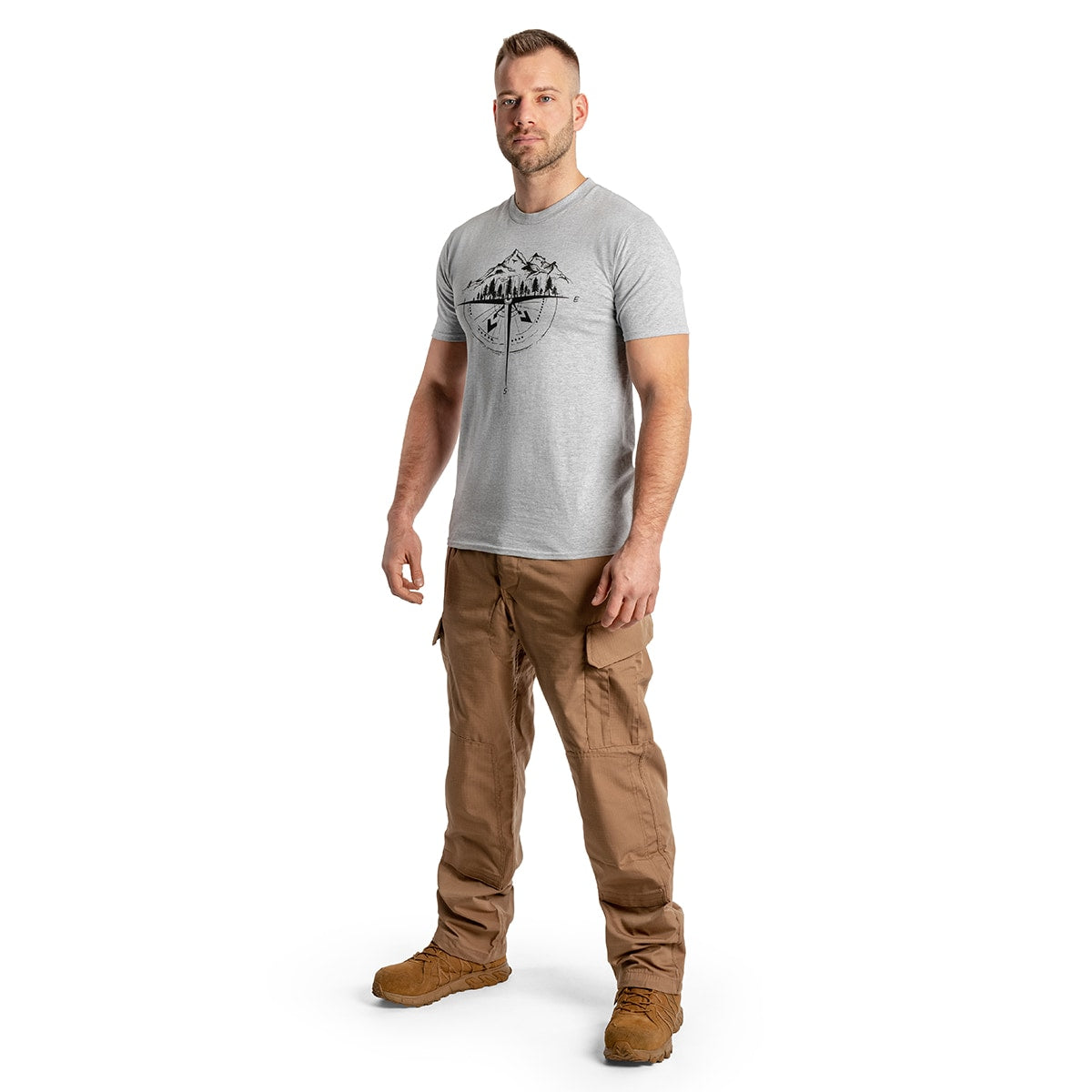 Koszulka T-shirt TigerWood Róża Wiatrów - Szara