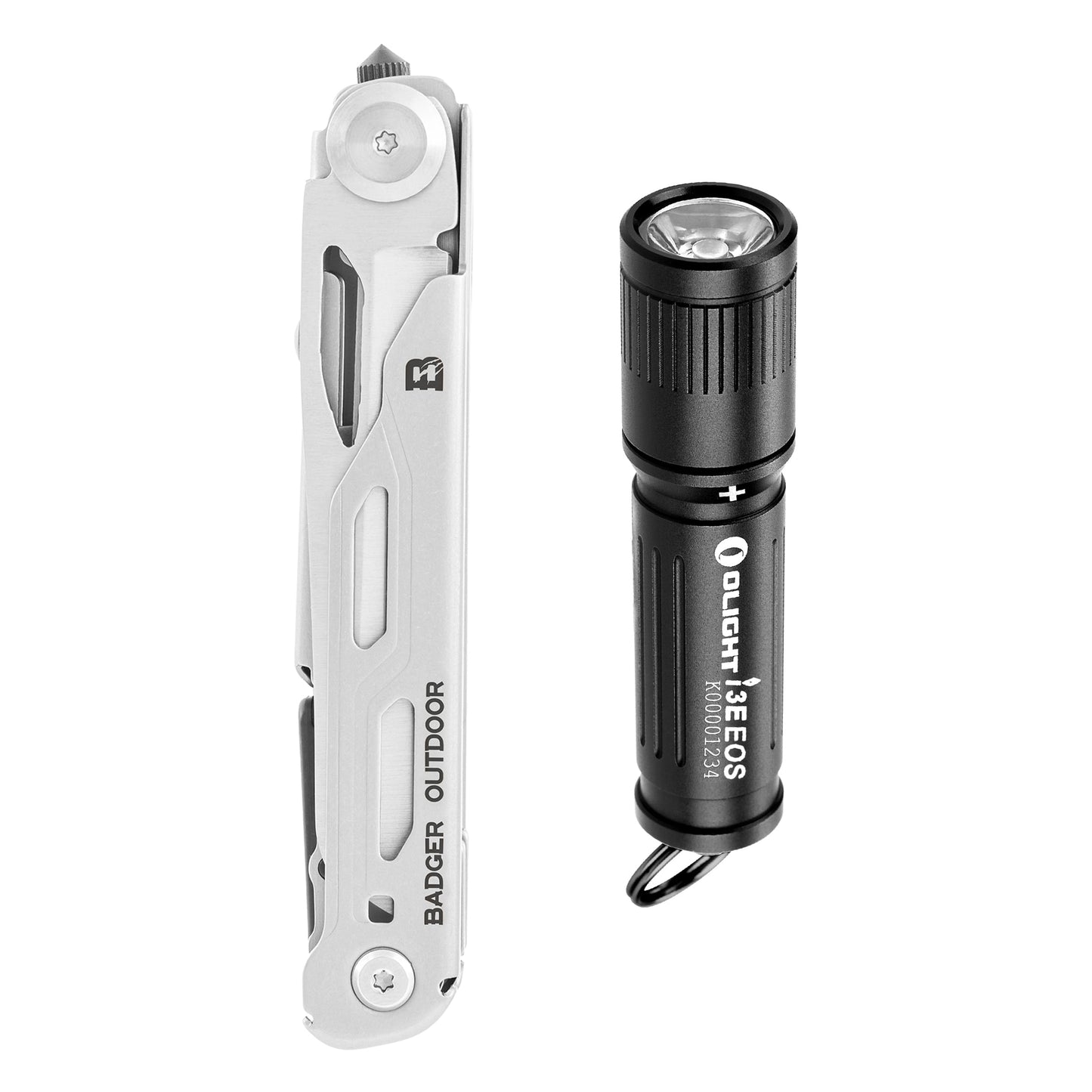 Multitool scyzoryk Badger Outdoor Spike + latarka Olight I3E EOS - zestaw
