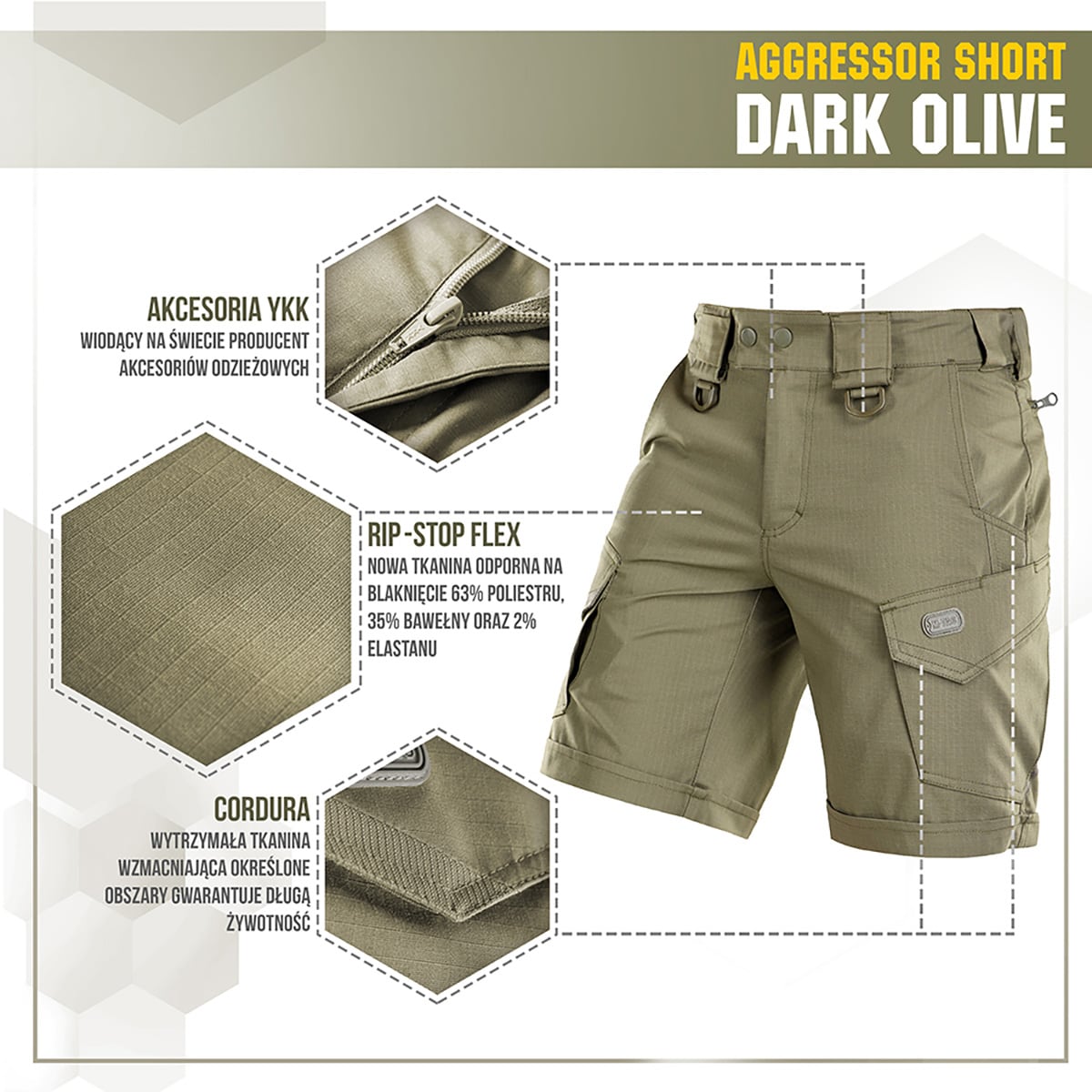 Szorty M-Tac Aggressor Short - Dark Olive