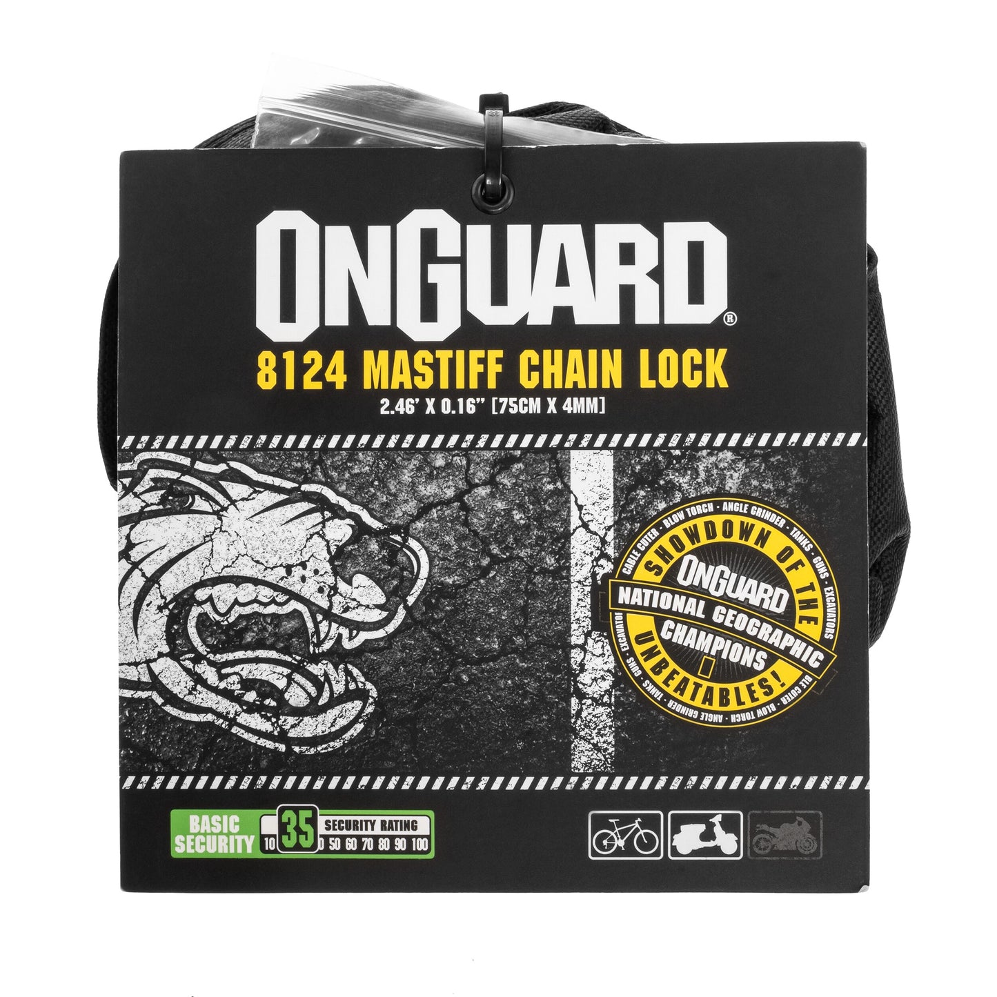 Zapięcie rowerowe OnGuard Mastiff 8124 łańcuch 75 cm x4 mm
