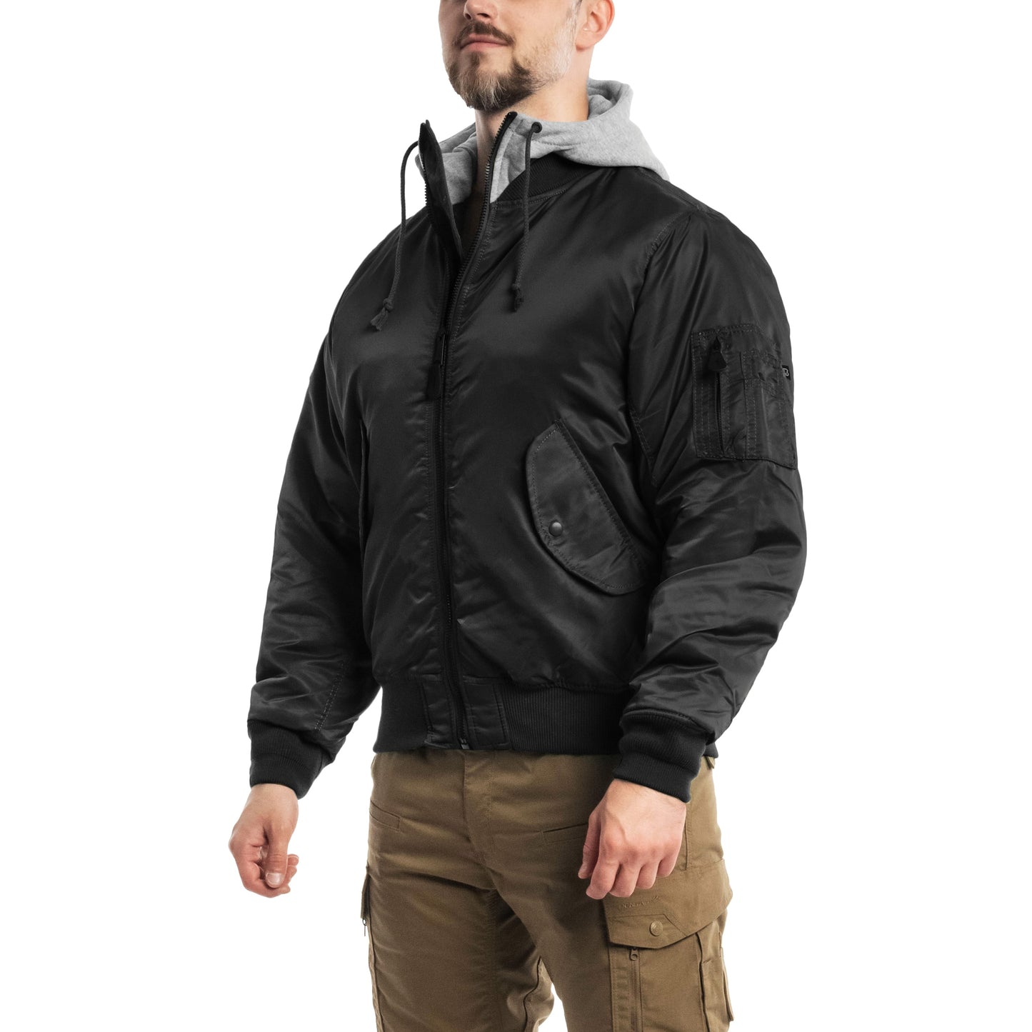 Kurtka Brandit MA1 Sweat Hooded Jacket - Black/Grey